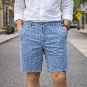 johnnie-O Blue Patterned Flat Front Shorts